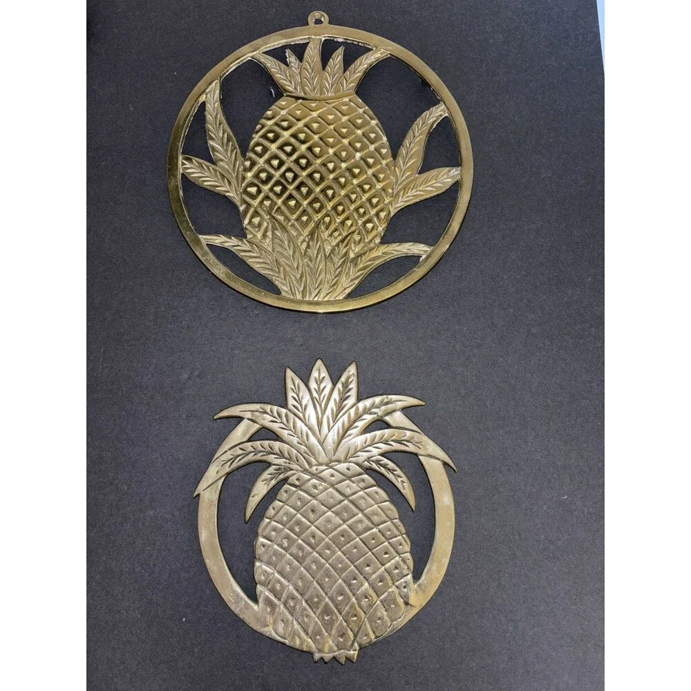 Vintage Brass Pineapple Trivets From Hawaii - Picture 1 of 8